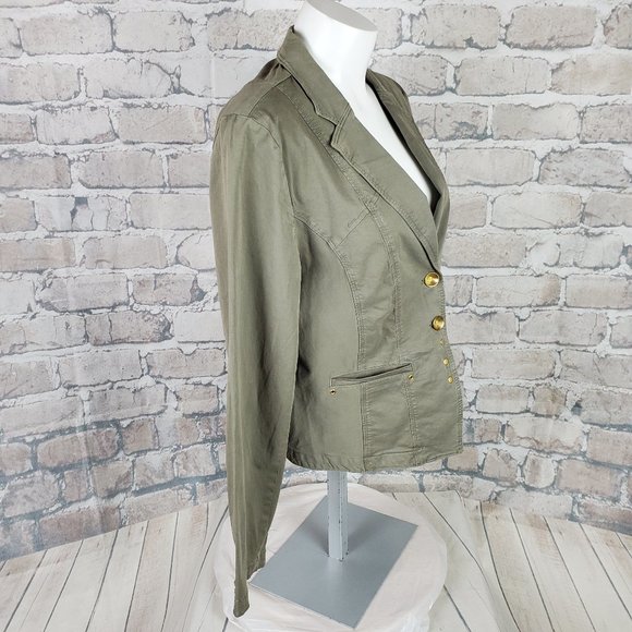 Chico's Cotton Jacket Blazer Olive Size 1 (8/10 M) - Picture 7 of 15